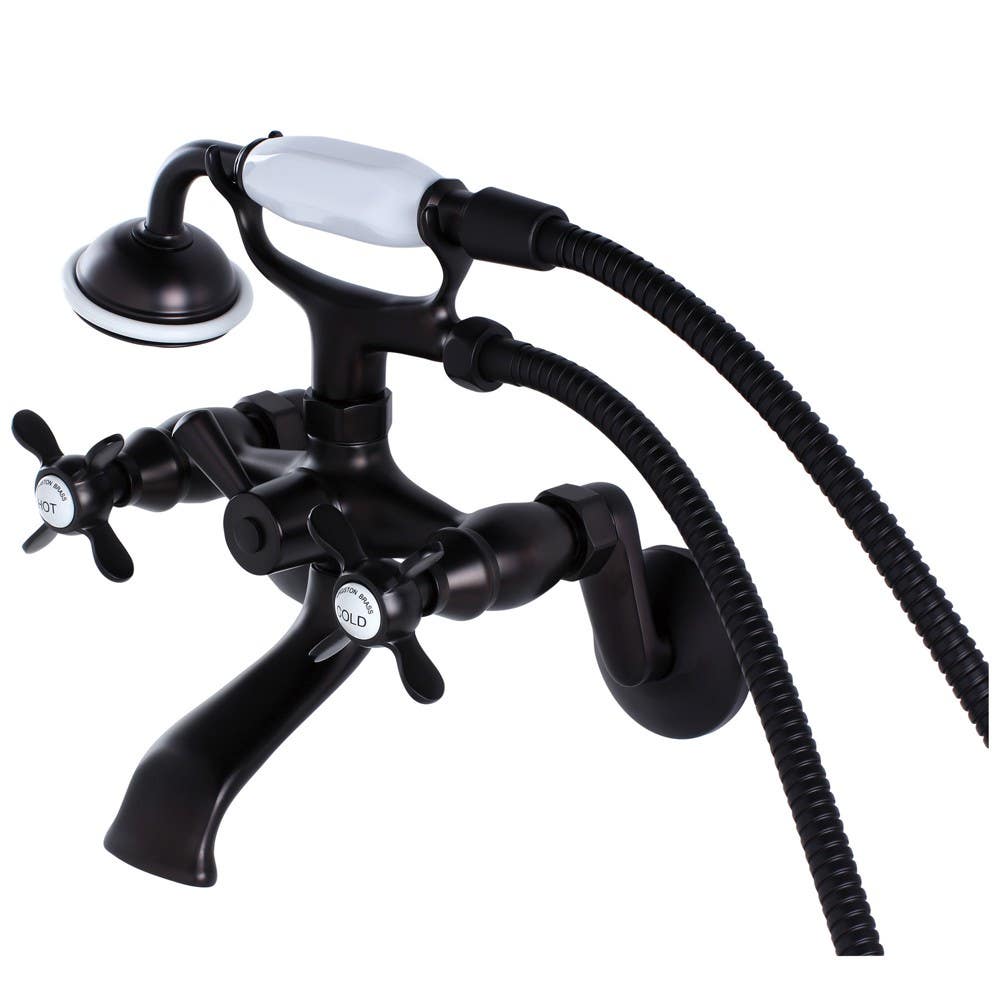 Kingston Brass KS286 Essex 3" - 9" Adjustable Centers Wall Mount Clawfoot Tub Filler w/ Hand& Shower