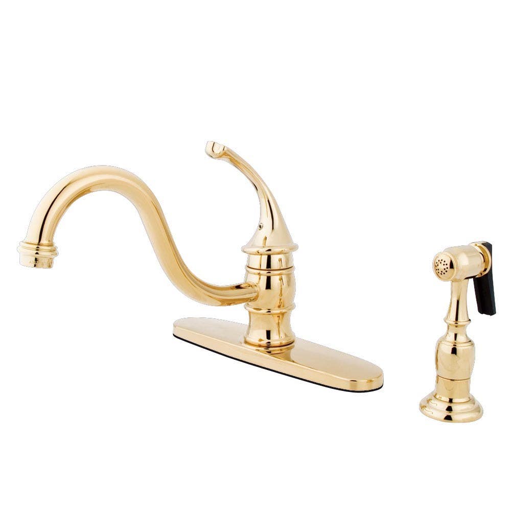 Kingston Brass KB357 Georgian Single Handle 8" Kitchen Faucet w/ Brass Sprayer