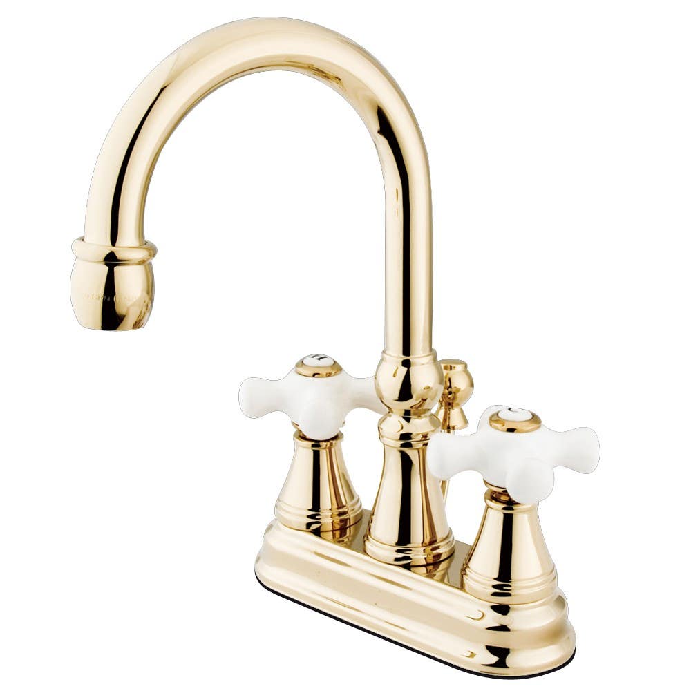 Kingston Brass KS261 Governor Two Handle 4" Centerset Lavatory Faucet w/ porcelain cross handles