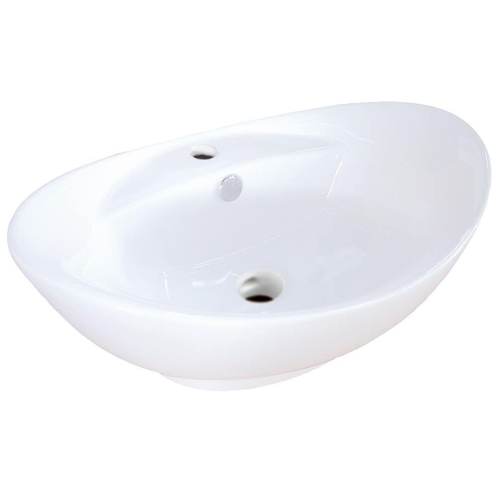 Kingston Brass EV4080 Harmon White China Vessel Bathroom Sink w/ Overflow Hole & Faucet Hole