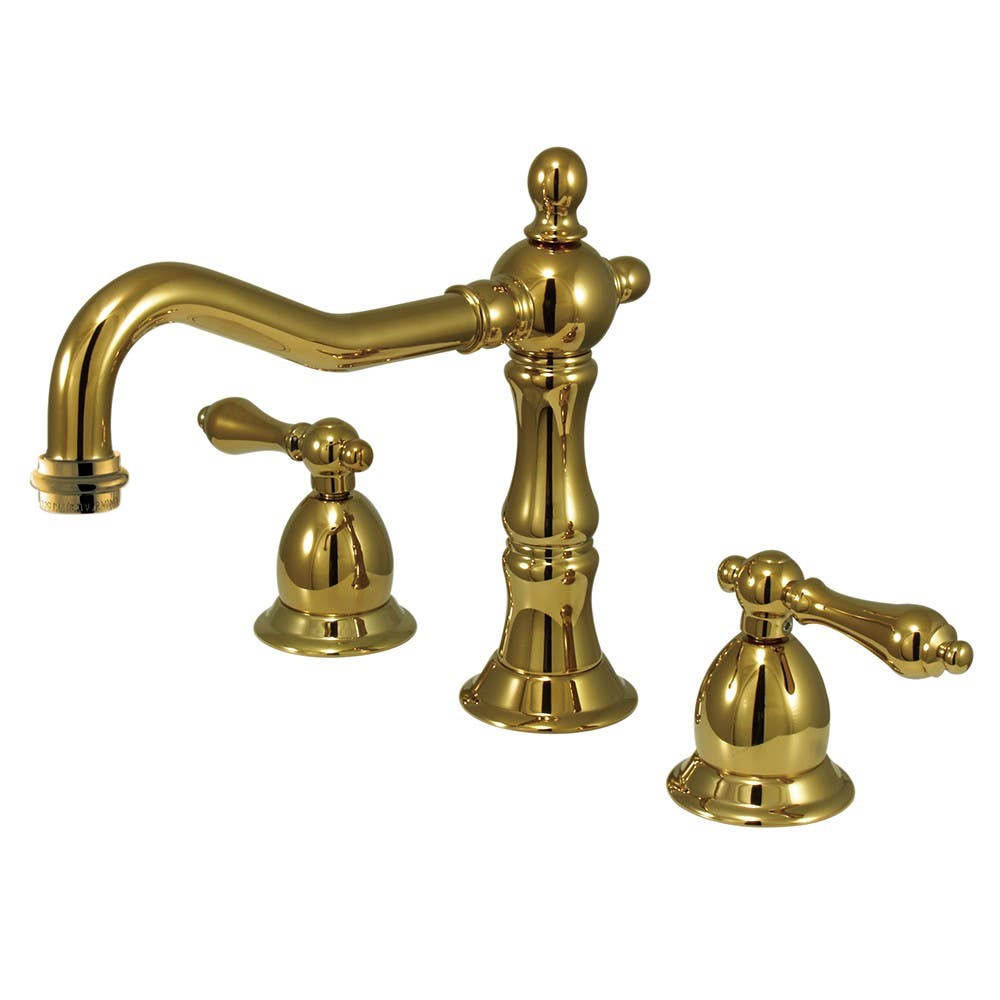 Kingston Brass KS197 Heritage Two Handle 8" to 14" Widespread Lavatory Faucet w/ Brass Pop-up