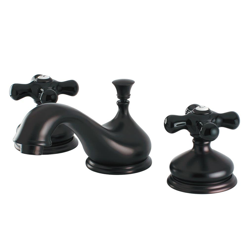 Kingston Brass Heritage KS116 Onyx Widespread Lavatory Faucet w/ Black Porcelain Cross Handle