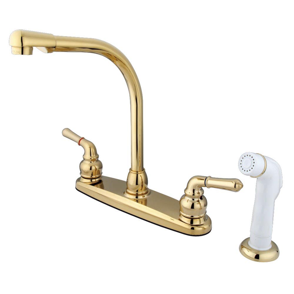 Kingston Brass KB75 Magellan 8" High Arch Kitchen Faucet w/ white Sprayer