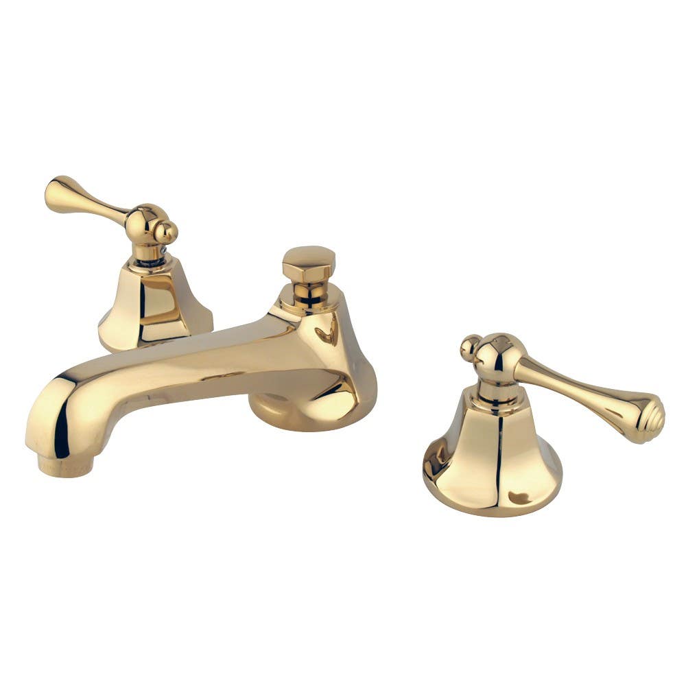 Kingston Brass KS446 Metropolitan Two Handle 8" to 16" Widespread Lavatory Faucet w/ Brass Pop-up & BL lever handles