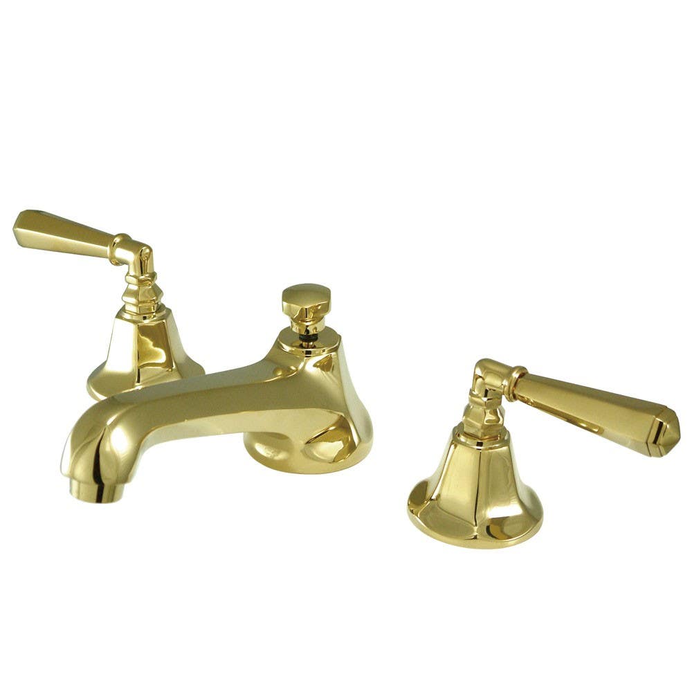 Kingston Brass KS446 Metropolitan Two Handle 8" to 16" Widespread Lavatory Faucet w/ Brass Pop-up & HL lever handles