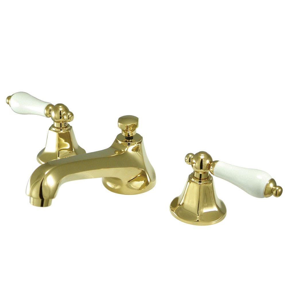 Kingston Brass KS446 Metropolitan Two Handle 8" to 16" Widespread Lavatory Faucet w/ Brass Pop-up & PL lever handles
