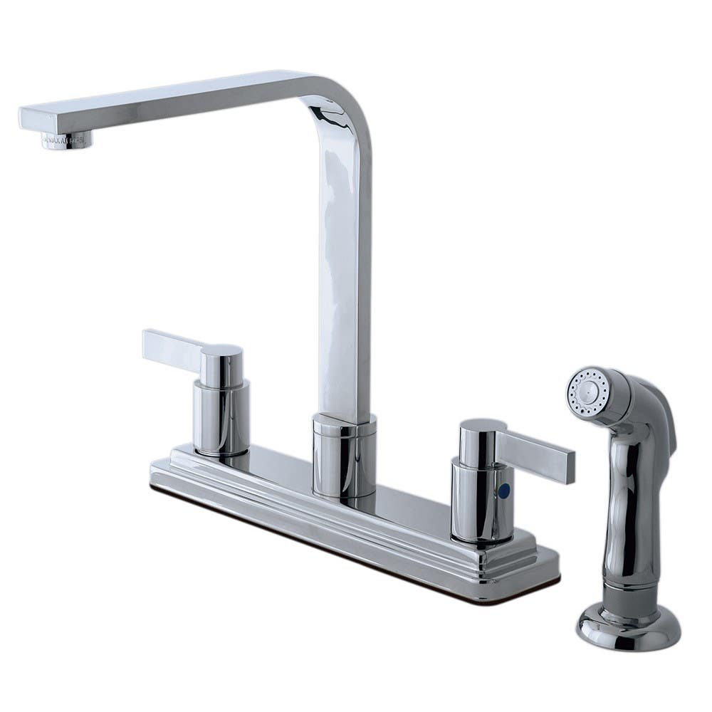 Kingston Brass KB879 NuvoFusion Double Handle High Rise Spout Kitchen Faucet