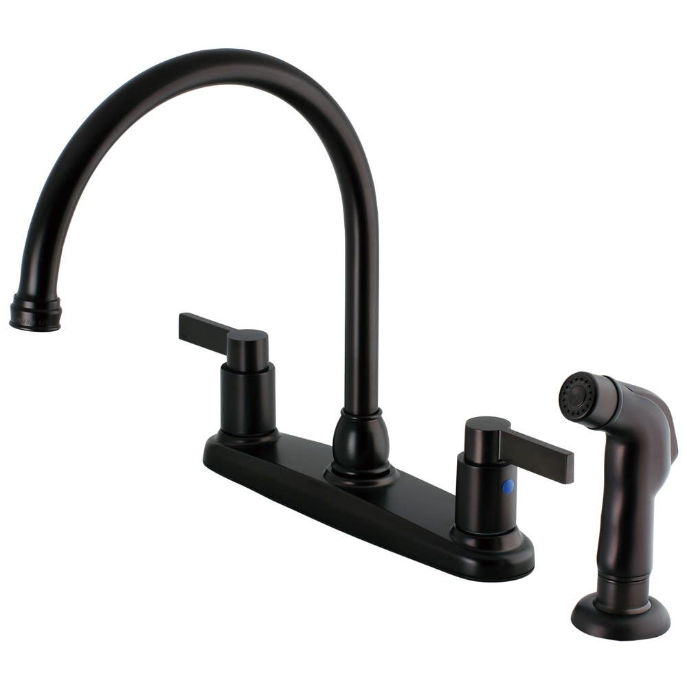 Kingston Brass FB279 NuvoFusion 8-inch Centerset Kitchen Faucet w/ Side Sprayer