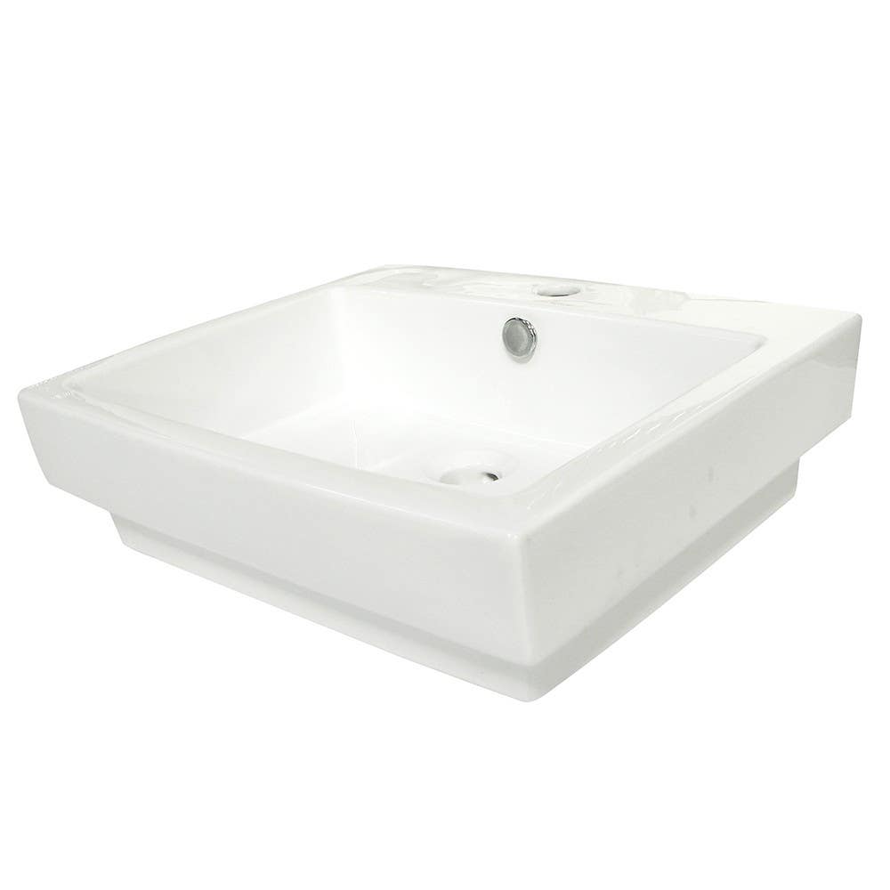 Kingston Brass EV4024 Plaza China Vessel Bathroom Sink w/ Overflow Hole & Faucet Hole, White