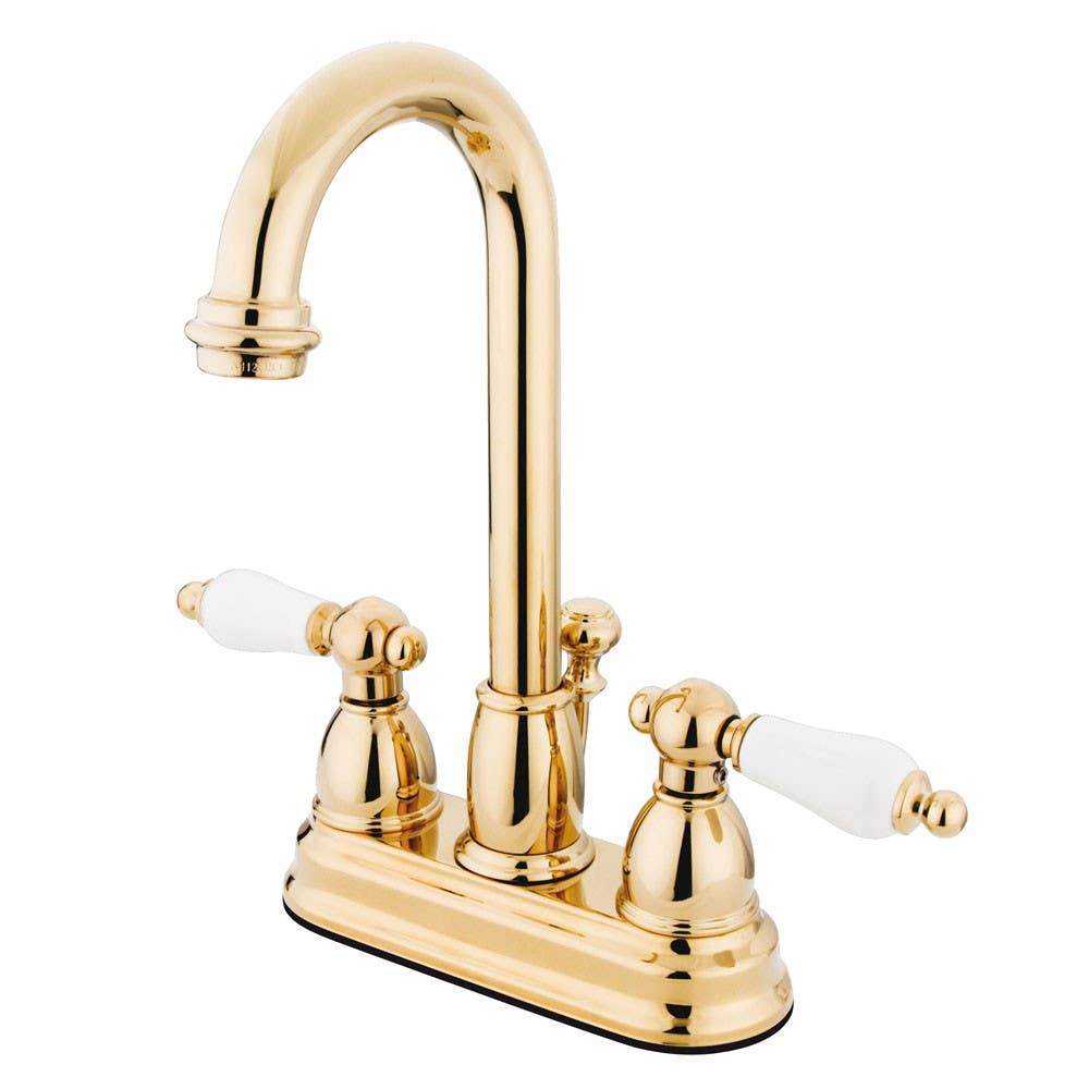Kingston Brass KB361 Restoration Two Handle 4" Centerset Lavatory Faucet w/ Retail Pop-up w/ PL porcelain lever handles