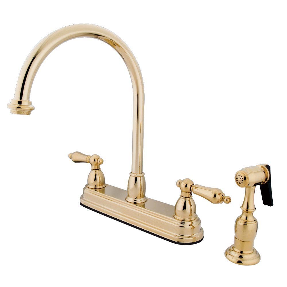 Kingston Brass KB375 Restoration Two Handle 8" Kitchen Faucet w/ Brass Sprayer & ALBS lever handles