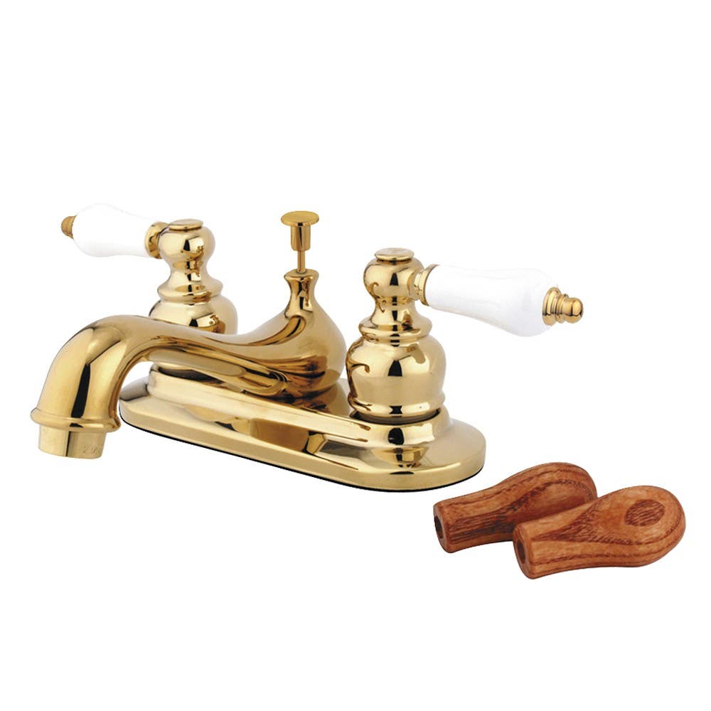 Kingston Brass KB60 Restoration Two Handle 4" Centerset Lavatory Faucet w/ Retail Pop-up & B porcelain lever handles