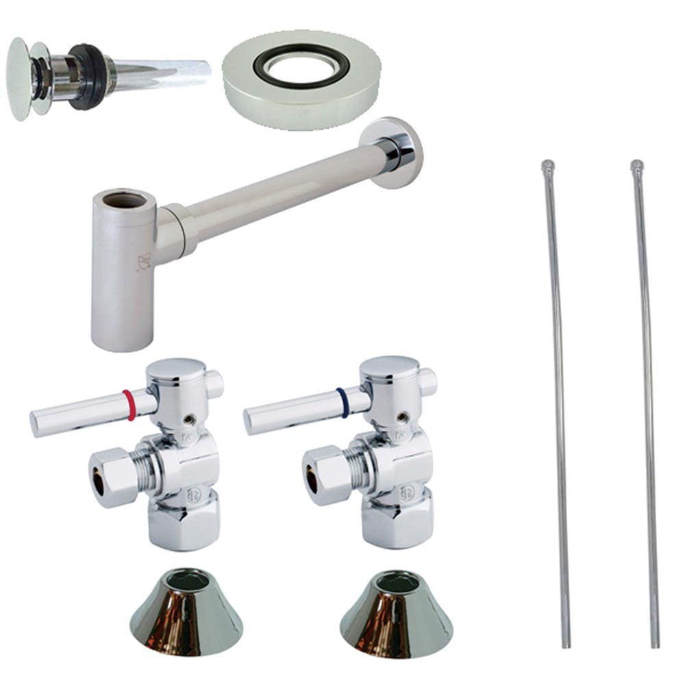 Kingston Brass CC4310 Trimscape Contemporary Plumbing Sink Trim Kit w/ Bottle Trap for Vessel Sink w/ Overflow Hole