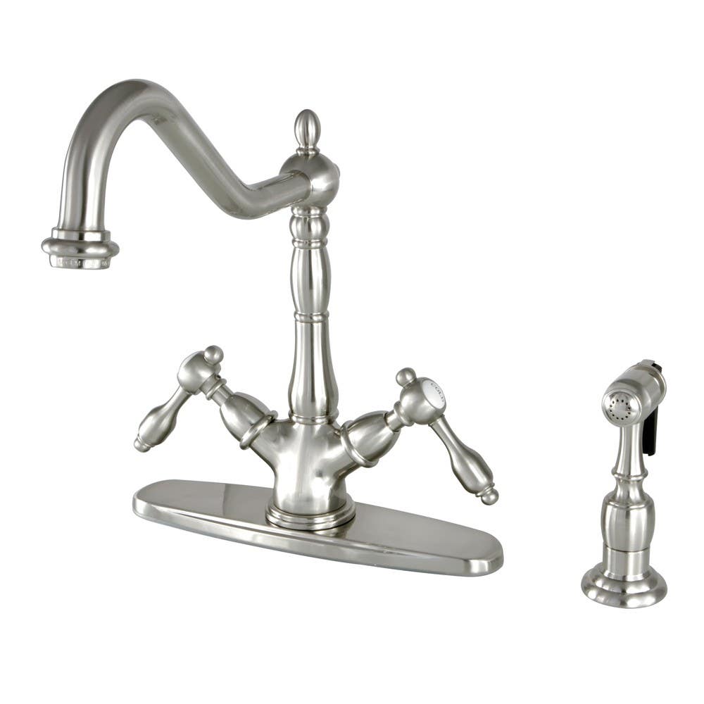 Kingston Brass KS123 Tudor Mono Deck Mount Kitchen Faucet w/ Brass Sprayer