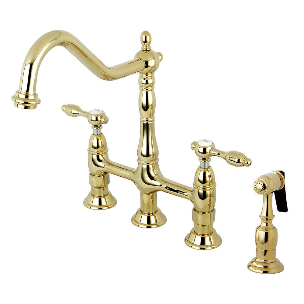 Kingston Brass KS127 Tudor 8" Center Kitchen Faucet w/ Brass Sprayer