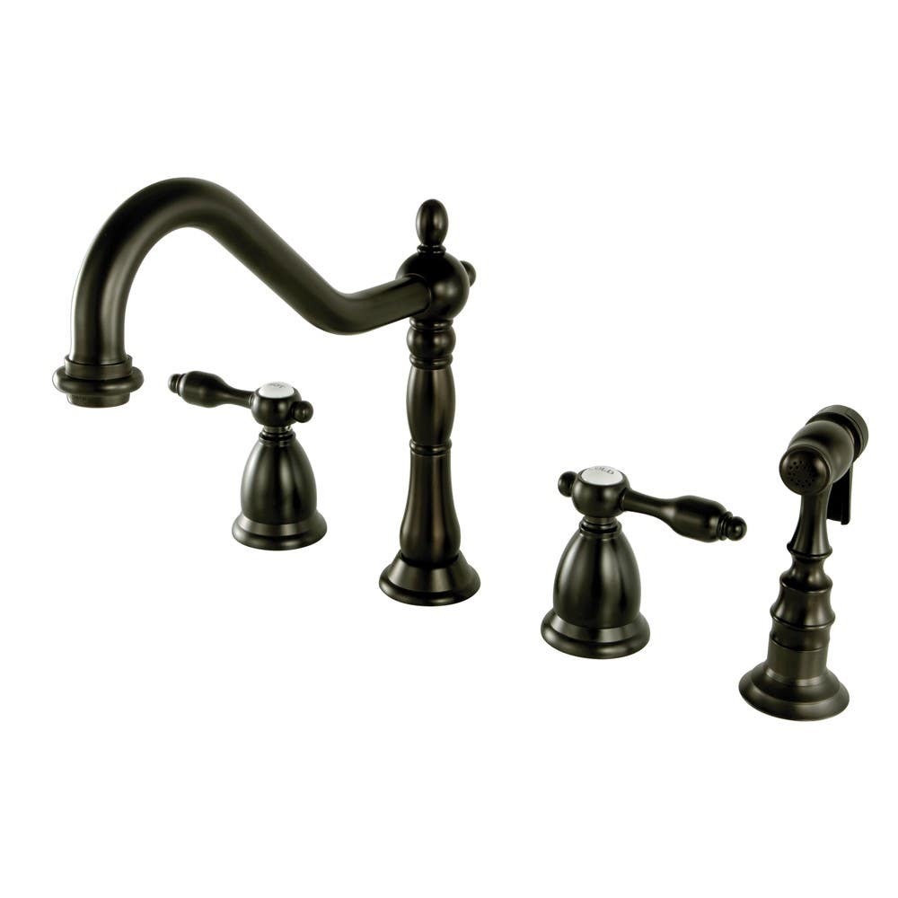 Kingston Brass KS179 Tudor Widespread Kitchen Faucet w/ Brass Sprayer