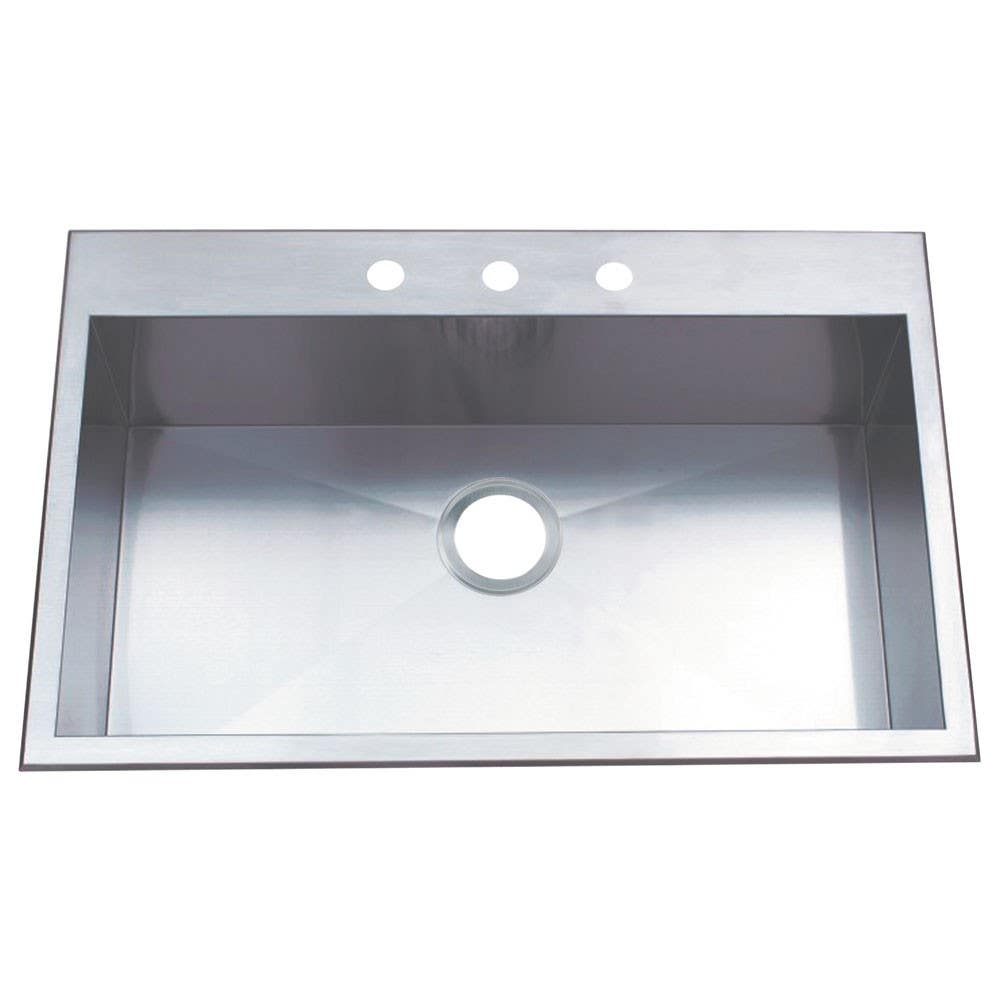 Kingston Brass KDS322191BN Gourmetier UPTOWNE 32"X21" Self-Rimming Single Bowl Sink, Satin Nickel