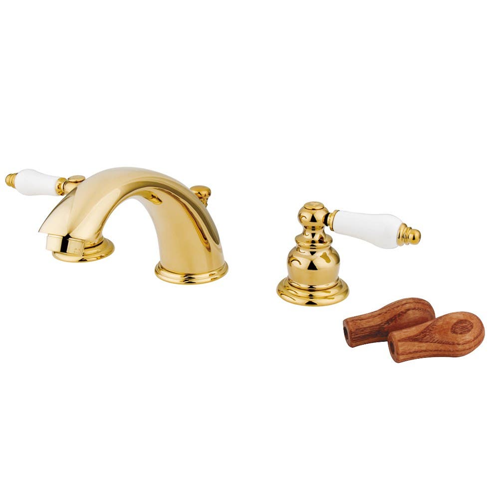 Kingston Brass KB97 Victorian Two Handle 8" to 16" Widespread Lavatory Faucet w/ Retail Pop-up & porcelain lever handles