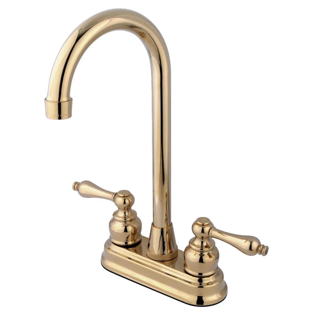 Kingston Brass KB49 Victorian Two Handle 4" Centerset High-Arch Bar Faucet & AL lever handles
