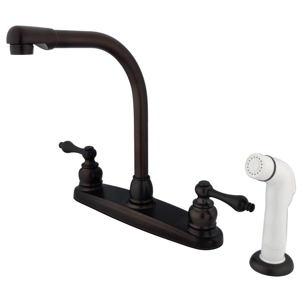 Kingston Brass KB71 Victorian High Arch Kitchen Faucet w/ Non-Metallic Sprayer & AL lever handles