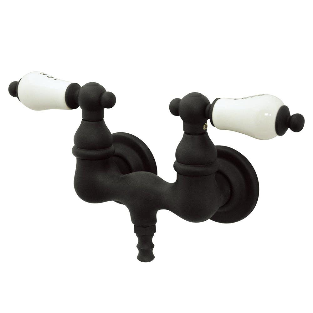 Kingston Brass CC33T Vintage 3-3/8" Wall Mount Clawfoot Tub Filler w/ H&C Porcelain levers