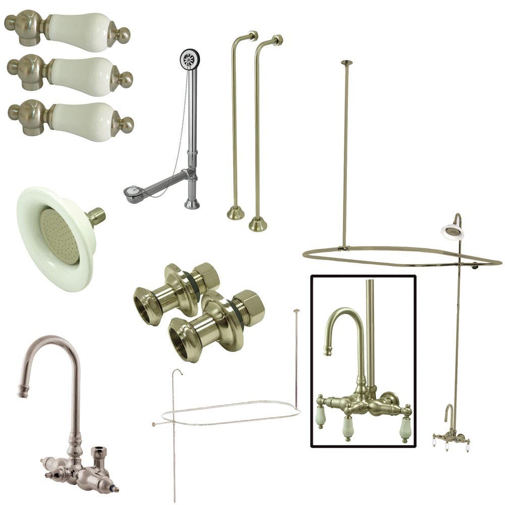 Kingston Brass CCK41 Vintage Clawfoot Tub Package w/ High Rise Goose Neck w/ porcelain lever