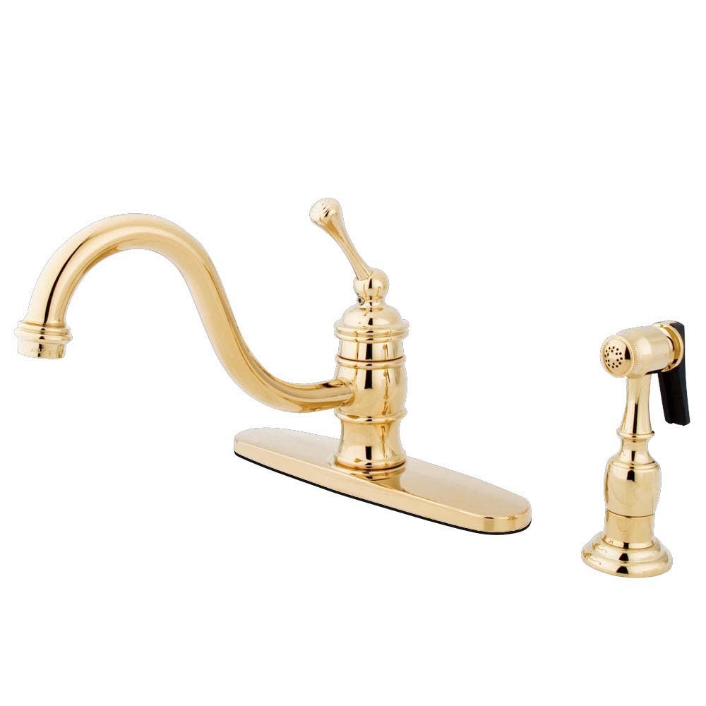 Kingston Brass KB357 Vintage Single Handle 8" Kitchen Faucet w/ Brass Sprayer