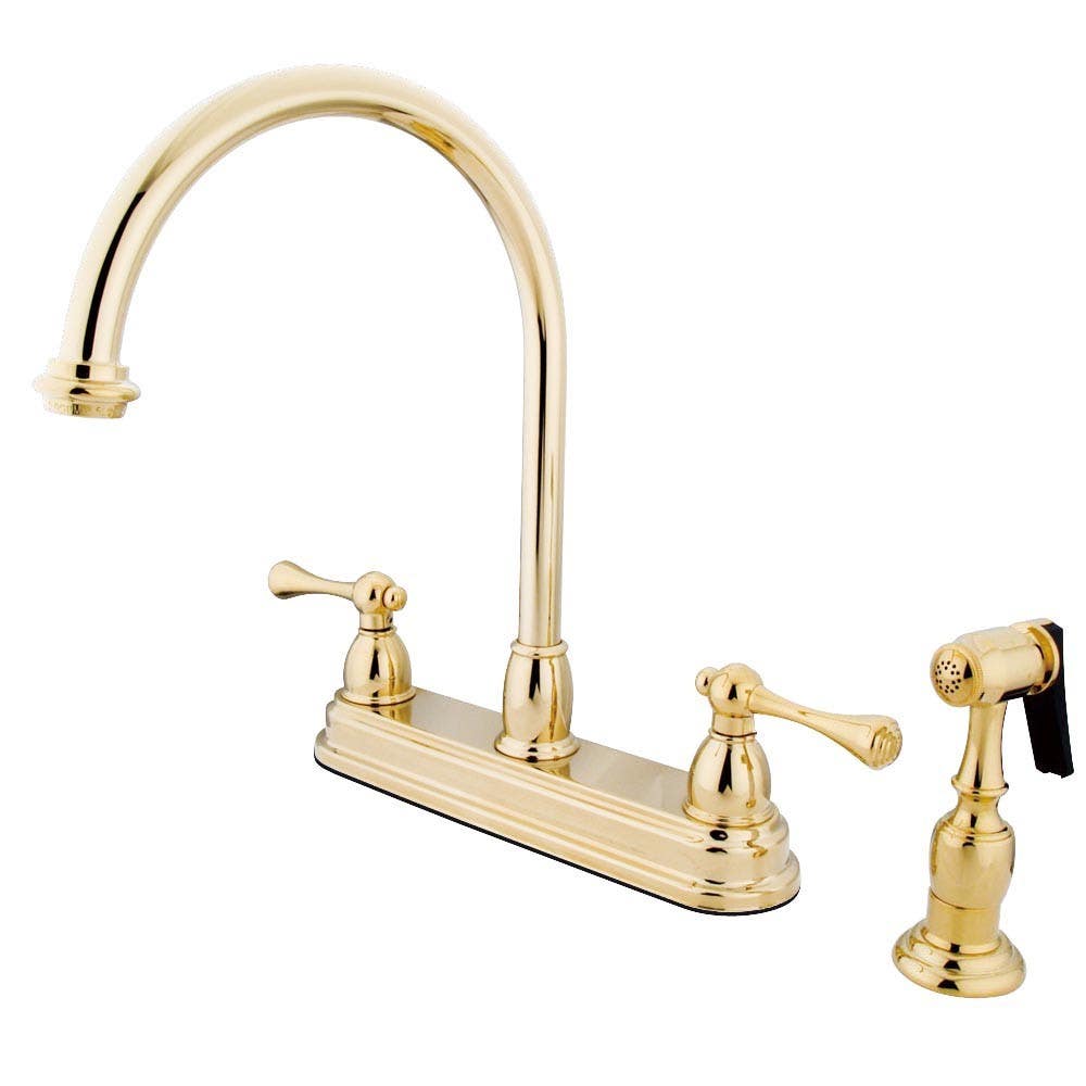 Kingston Brass KB375 Vintage Two Handle 8" Kitchen Faucet w/ Brass Sprayer