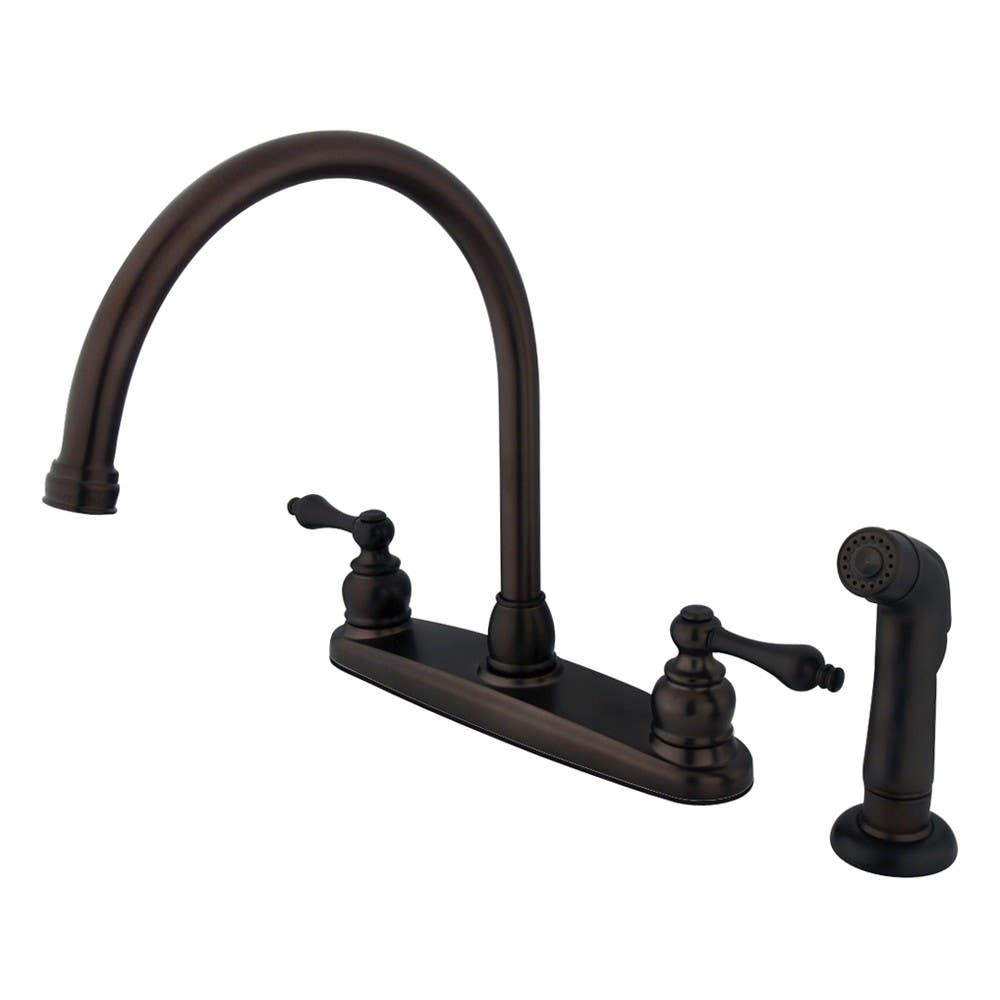 Kingston Brass KB72 Vintage Double Handle Goose Neck Kitchen Faucet w/ victorian lever