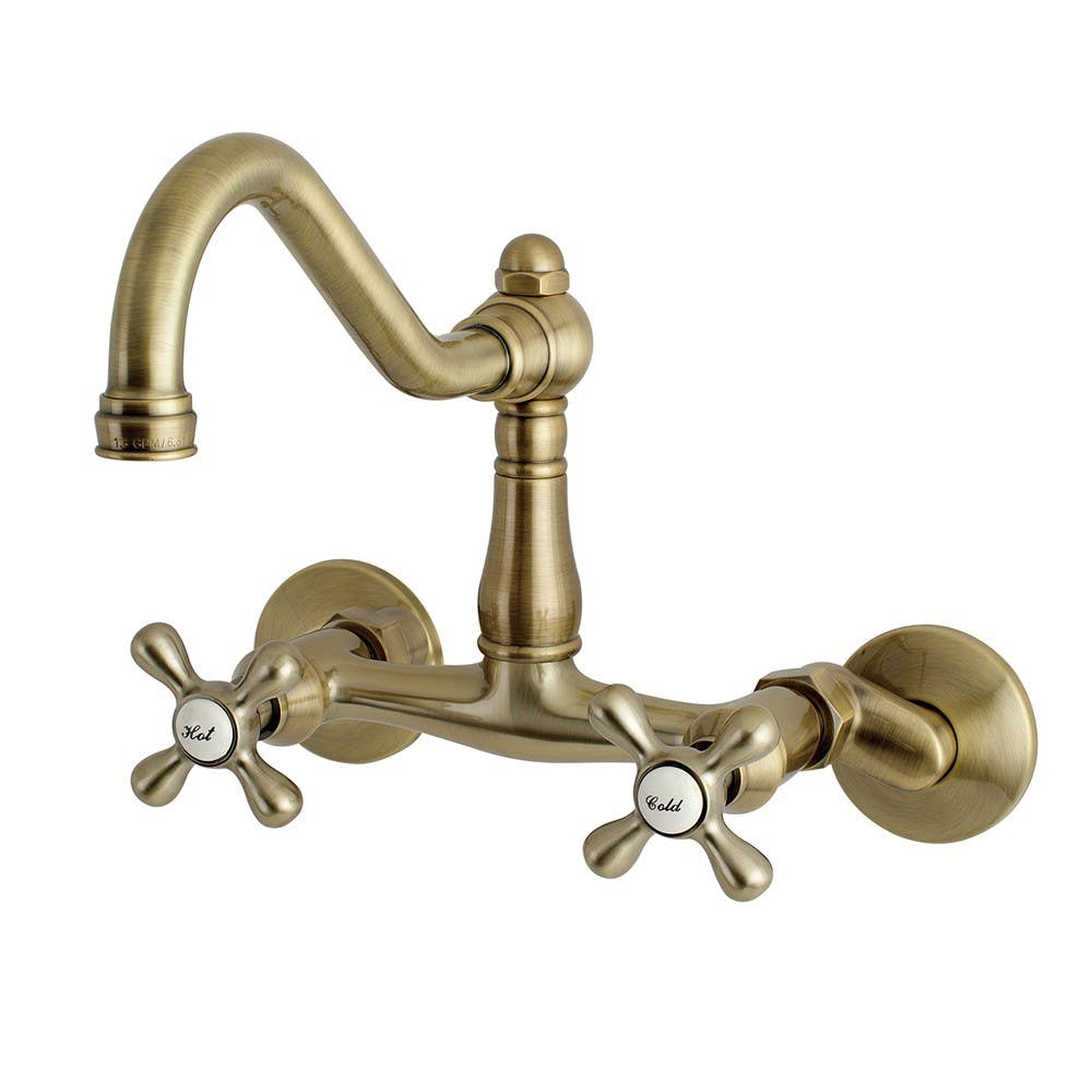 Kingston Brass KS322 Vintage Double Handle Wall Mount Kitchen Faucet