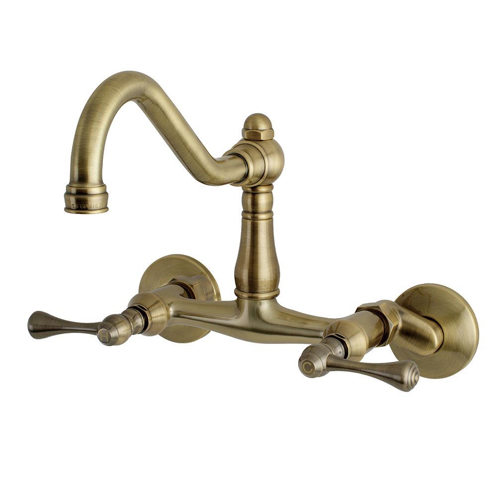 Kingston Brass KS322 Vintage Double Handle Wall Mount Kitchen Faucet w/ buckingham lever handles