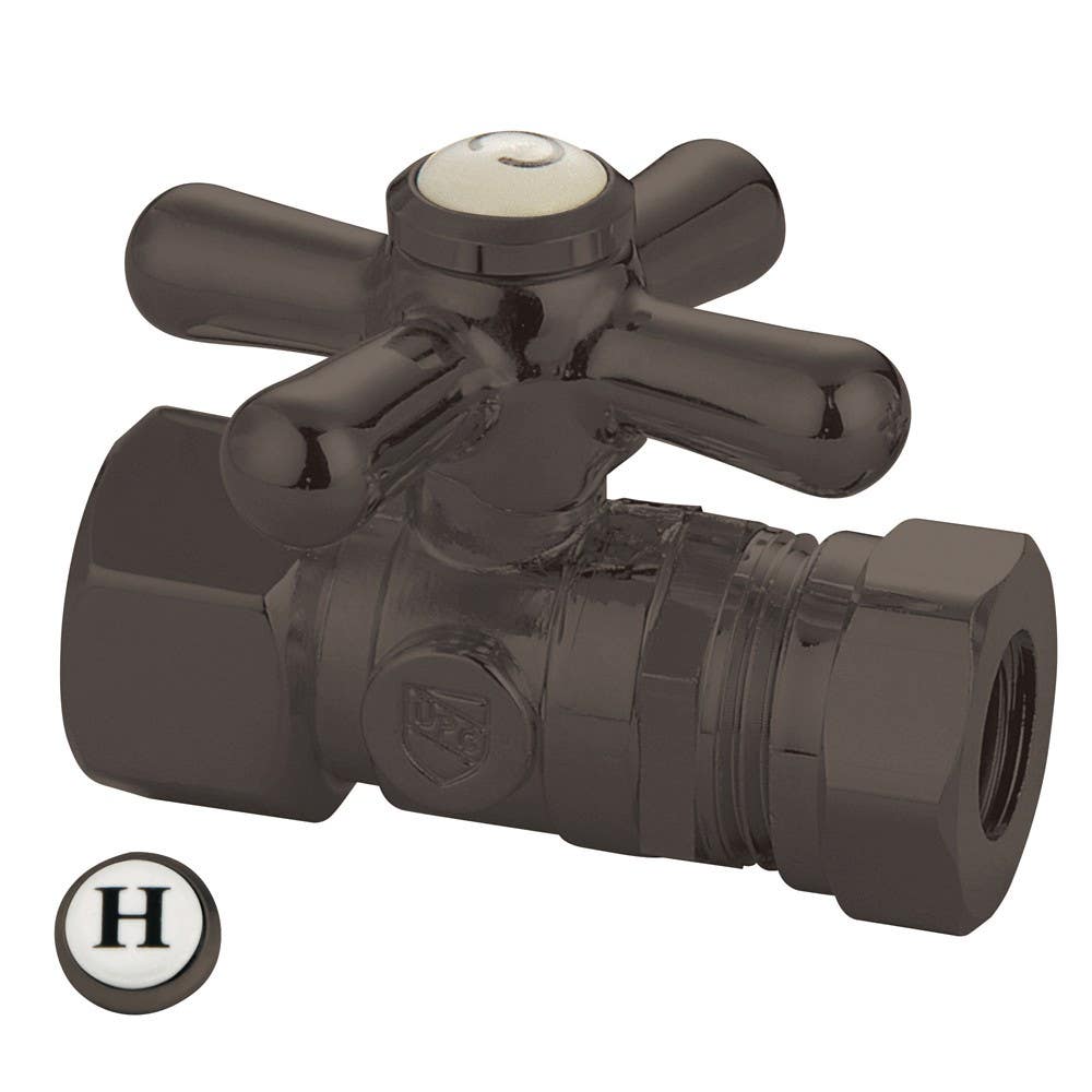 Kingston Brass CC4415 Vintage Straight Stop Valve w/ 1/2" IPS x 1/2" or 7/16" Slip Joint w/ cross handles