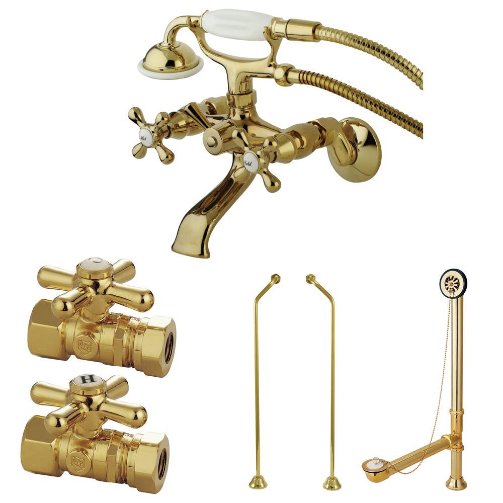 Kingston Brass CCK265 Vintage Wall Mount Clawfoot Tub Faucet Package w/ Offset Supply Lines