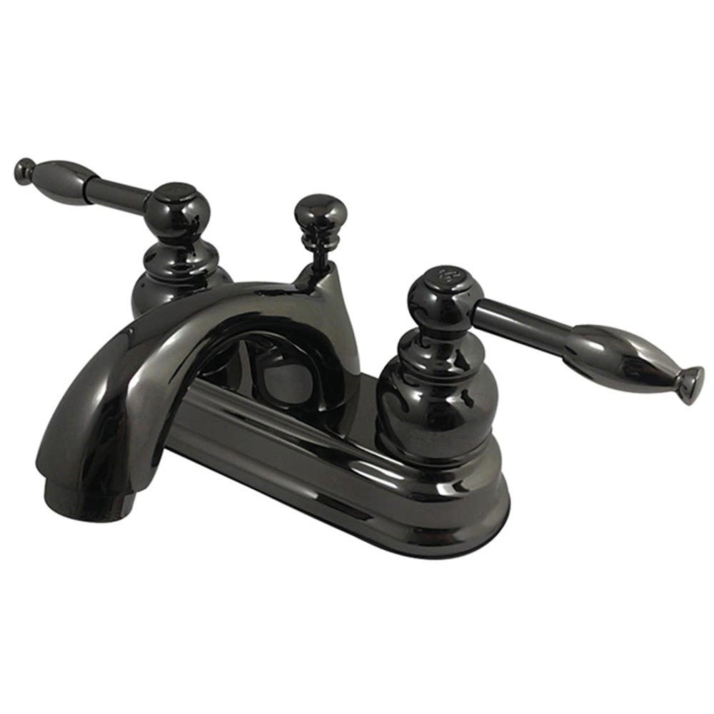 Kingston Brass NB2600KL Water Onyx 4" centerset lavatory faucet w/ ABS / Brass pop up drain, Black Nickel