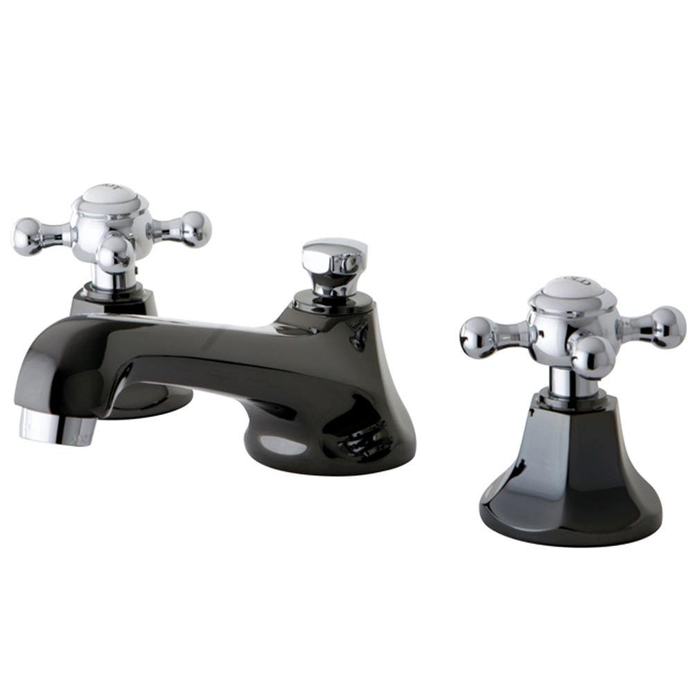 Kingston Brass NS446 Water Onyx widespread lavatory faucet w/ cross Handles & brass pop up drain