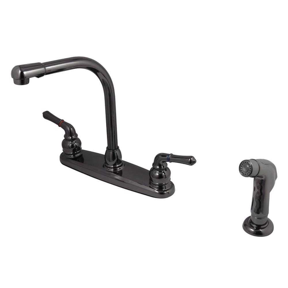 Kingston Brass NB750SP Water Onyx Two Handle Centerset Kitchen Faucet & Matching Side Sprayer, Black Nickel