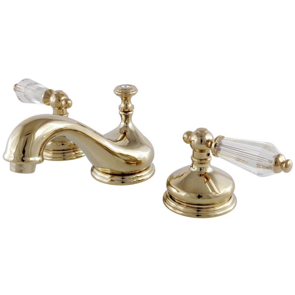 Kingston Brass KS116 Widespread Lavatory Faucet w/ Brass Pop-Up w/ Crystal Lever Handles