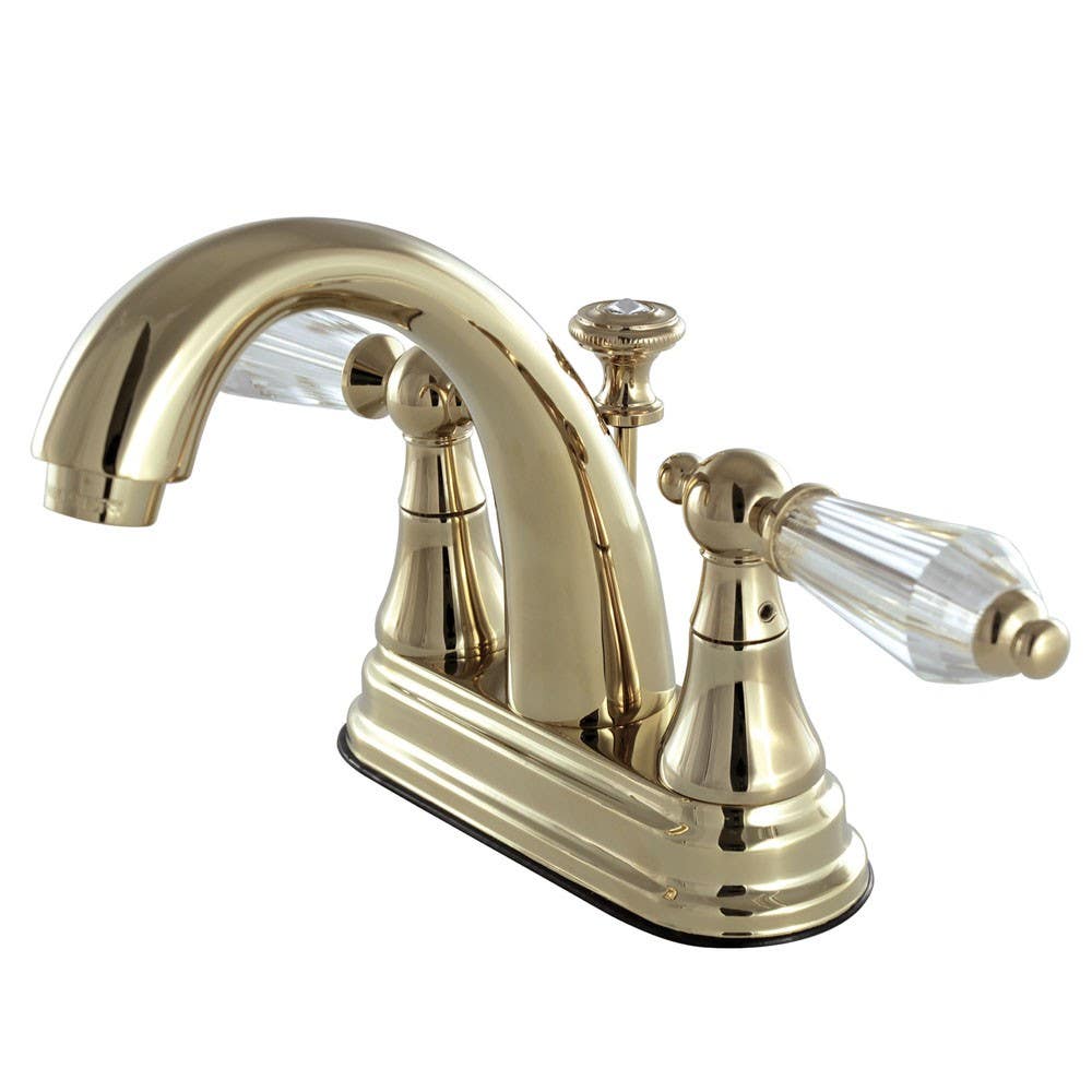 Kingston Brass KS761 4" Centerset Lavatory Faucet w/ Brass Pop-Up w/ Crystal Lever Handles