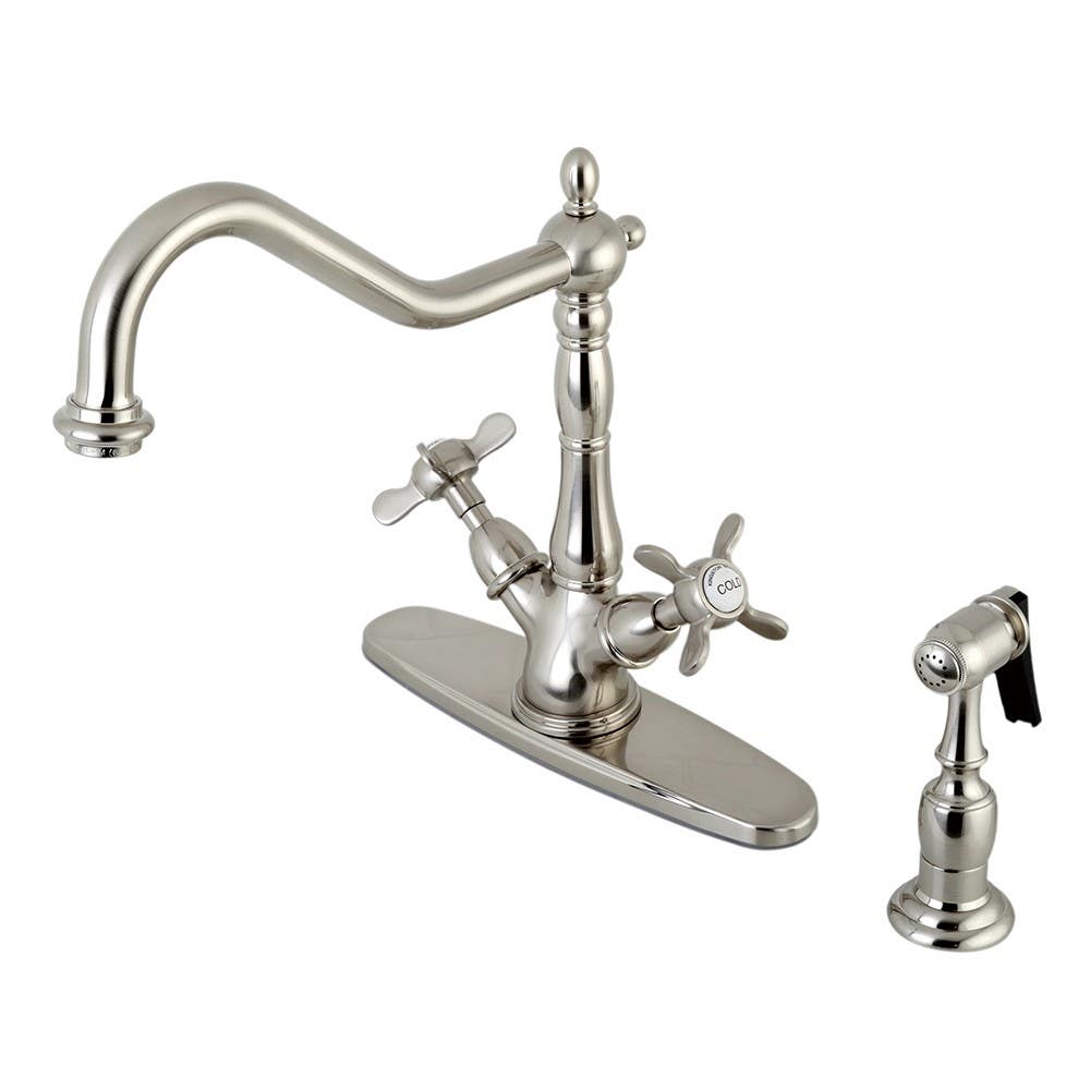 Kingston Brass KS123 Mono Deck Mount Kitchen Faucet with Brass Sprayer w/ lever handles