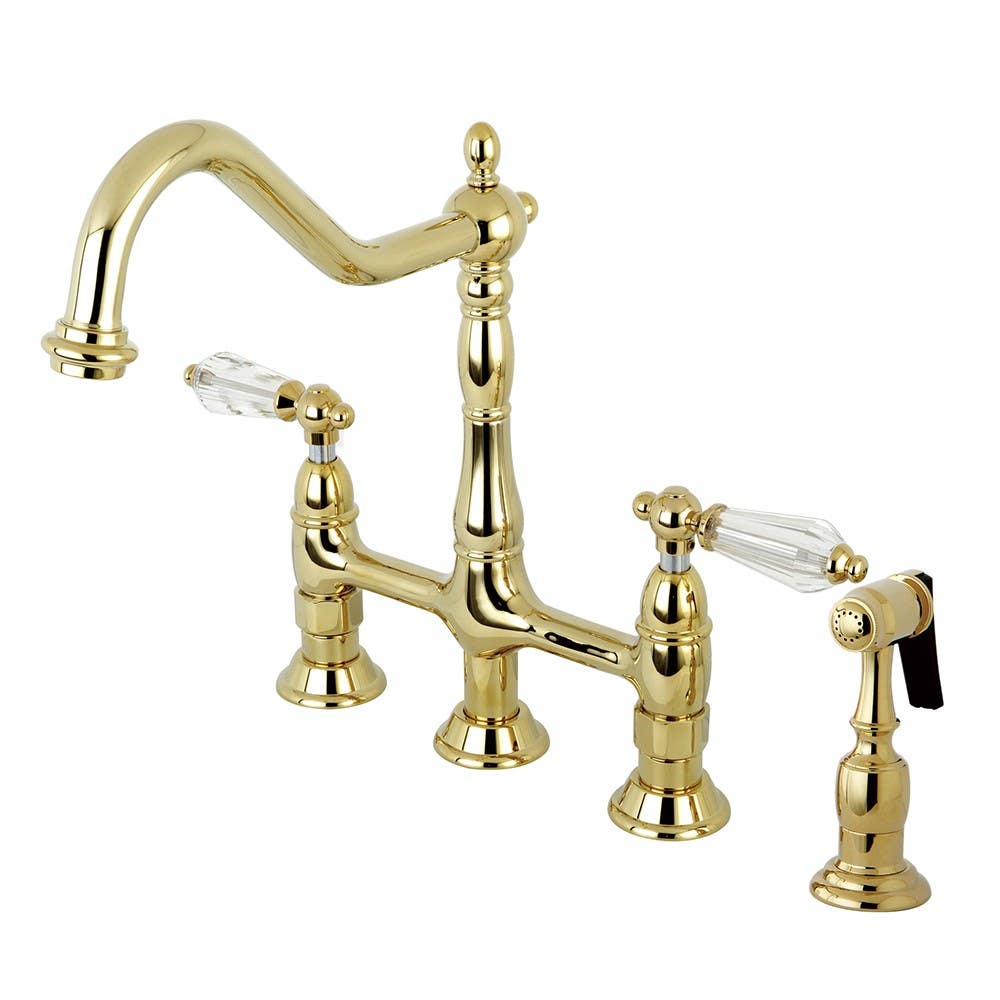 Kingston Brass KS127 8" Centerset Kitchen Faucet with Brass Sprayer & crystal lever handles