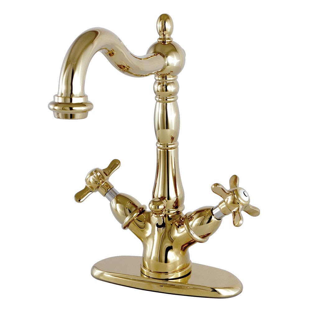 Kingston Brass KS143 4" Centerset Lavatory Faucet with Brass Pop-Up & cross handles