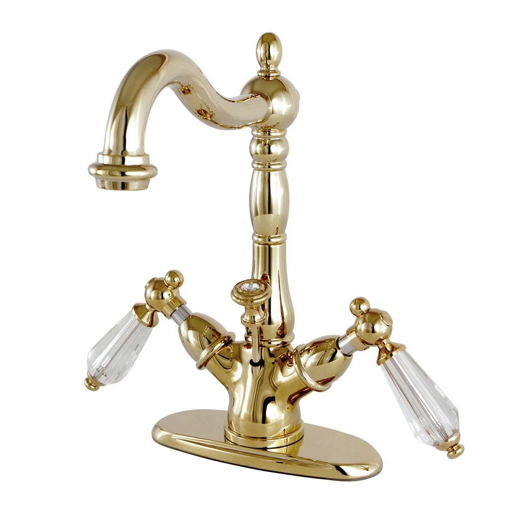 Kingston Brass KS143 4" Centerset Lavatory Faucet with Brass Pop-Up & crystal lever handles