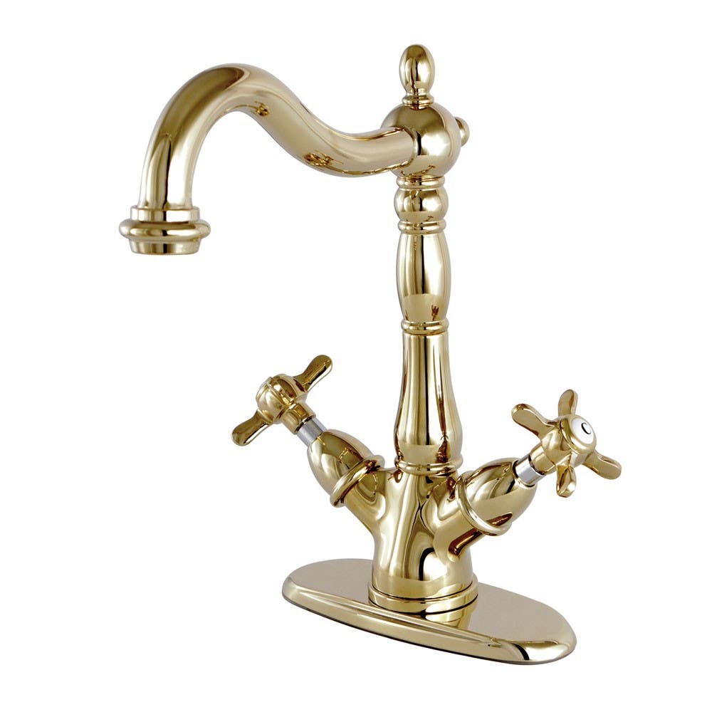 Kingston Brass KS149 VESSEL Sink Faucet with Deck Plate & cross handles