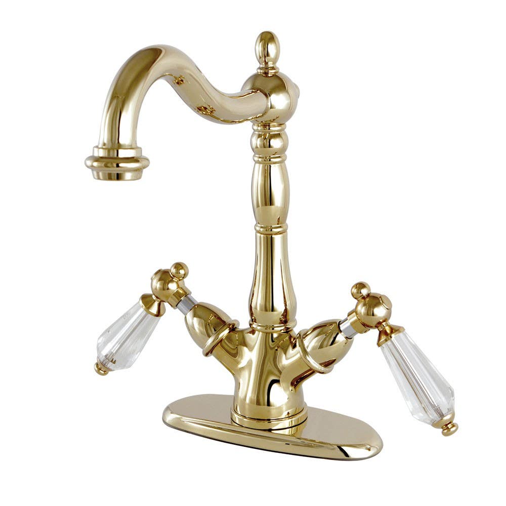 Kingston Brass KS149 VESSEL Sink Faucet with Deck Plate & cystal lever handles