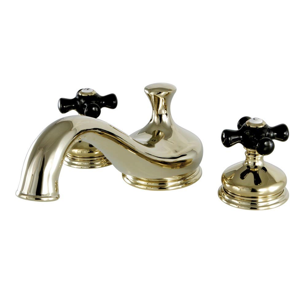 Kingston Brass KS333 Heritage Onyx Roman Tub Filler With Black Porcelain Cross Handle