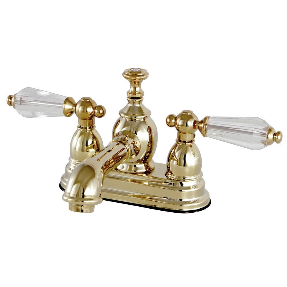 Kingston Brass KS700 4" Centerset Lavatory Faucet with Brass Pop-Up & crystal lever handles