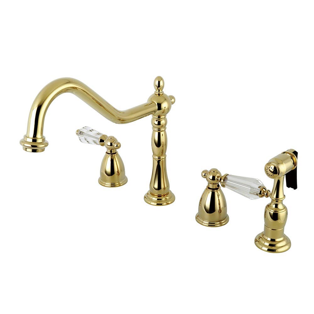 Kingston Brass KB179WLLBS 8" to 16" Widespread Kitchen Faucet with Brass Sprayer