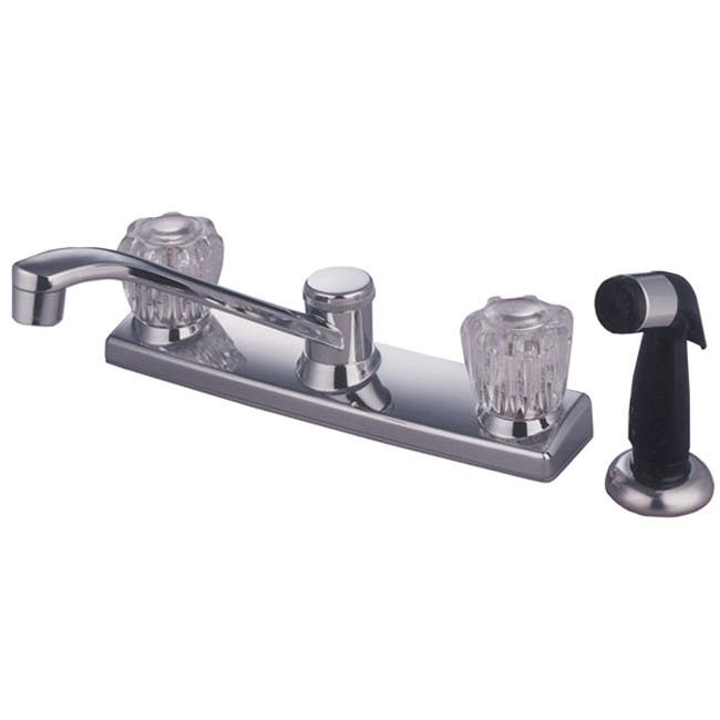 Kingston Brass KB122 Americana Twin Acrylic Handle Kitchen Faucet w/ Non-Metallic Sprayer