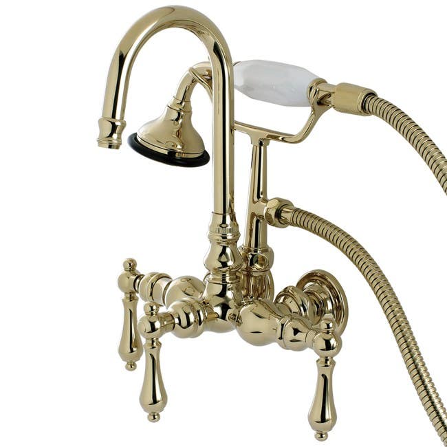 Kingston Brass AE Aqua Eden Wall Mount Clawfoot Tub Faucet w/ metal lever handles