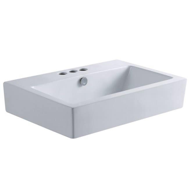 Kingston Brass EV4318W3 Clearwater White China Vessel Bathroom Sink w/ Overflow Holes & 3 Faucet Holes